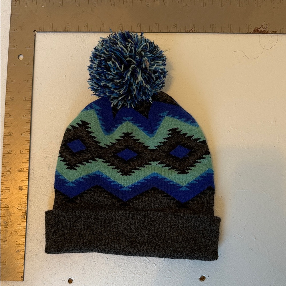 Native Black and Blue Geometric Knit Hat